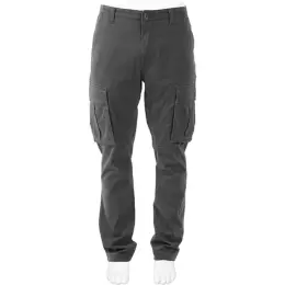 Mens Heritage Slim Fit Cargo Trousers Charcoal Front